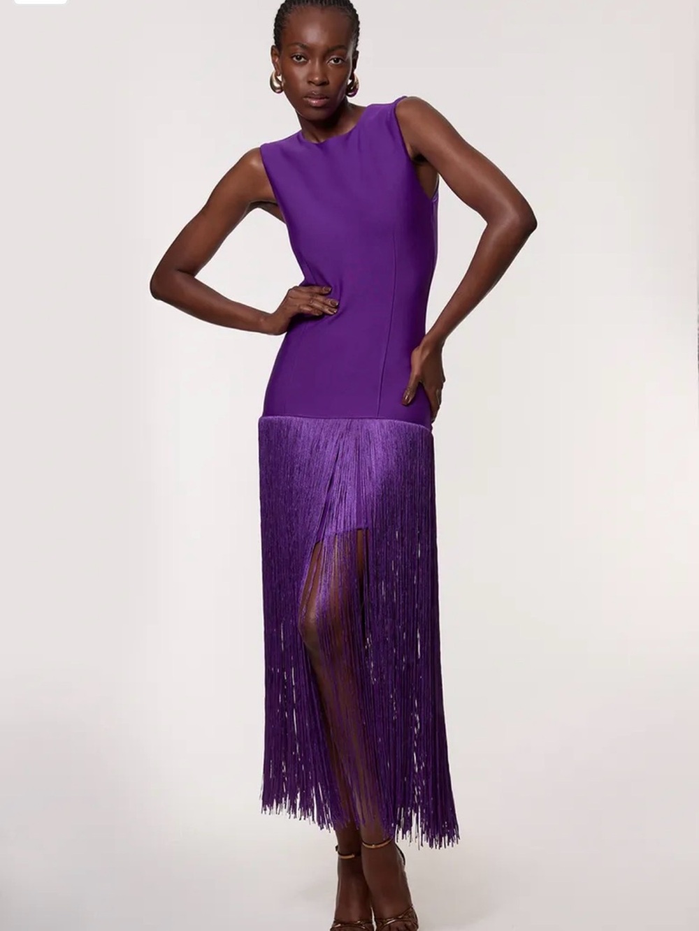 Karen Millen Vibrant Purple Fringe Maxi Dress